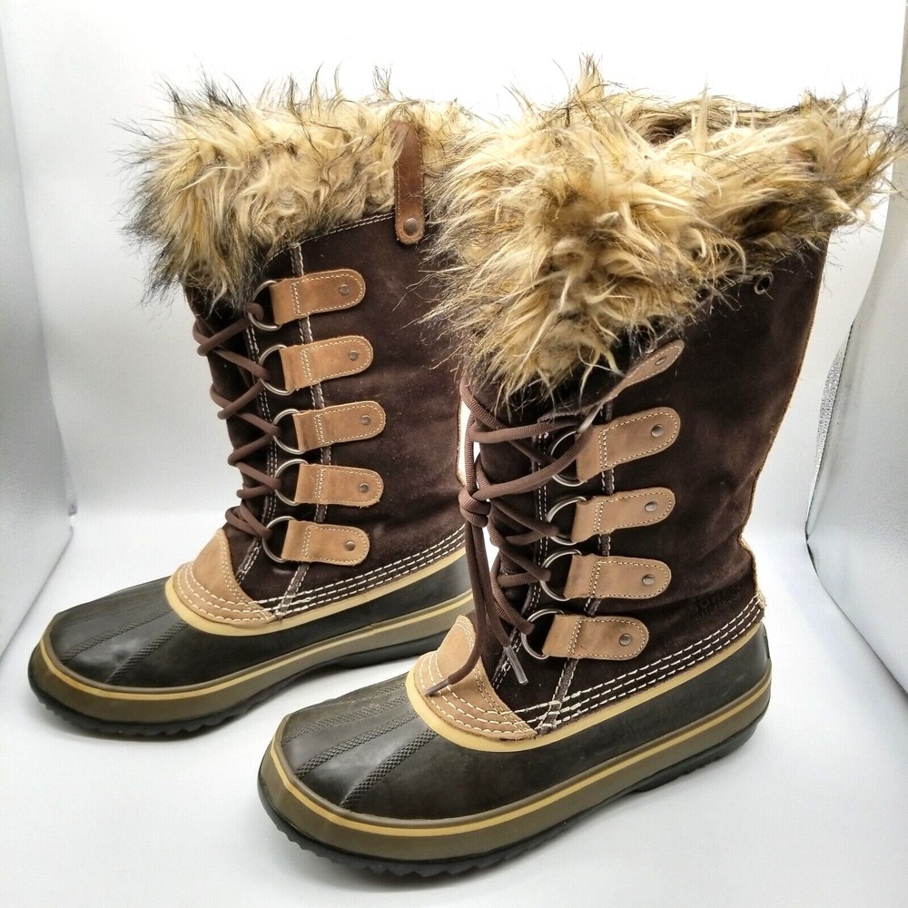Sorel Women Joan of Arctic Waterproof Faux Fur Winter Snow Boots Brown 11